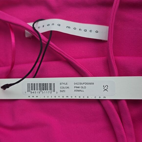Susana Monaco NWT Pink Glow Racer Neck Ponte Jersey Pull On Mini Dress Size XS - Picture 7 of 9